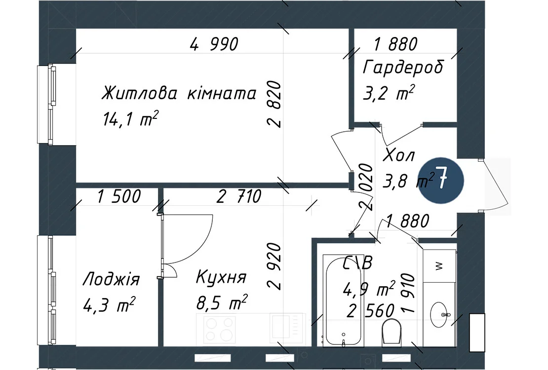 Квартира №1-7